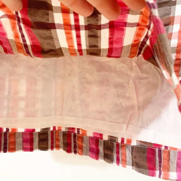 Bass 100% Cotton Preppy Madras Plaid Fully Lined Mini Skirt Summer Seersucker - Picture 6 of 10
